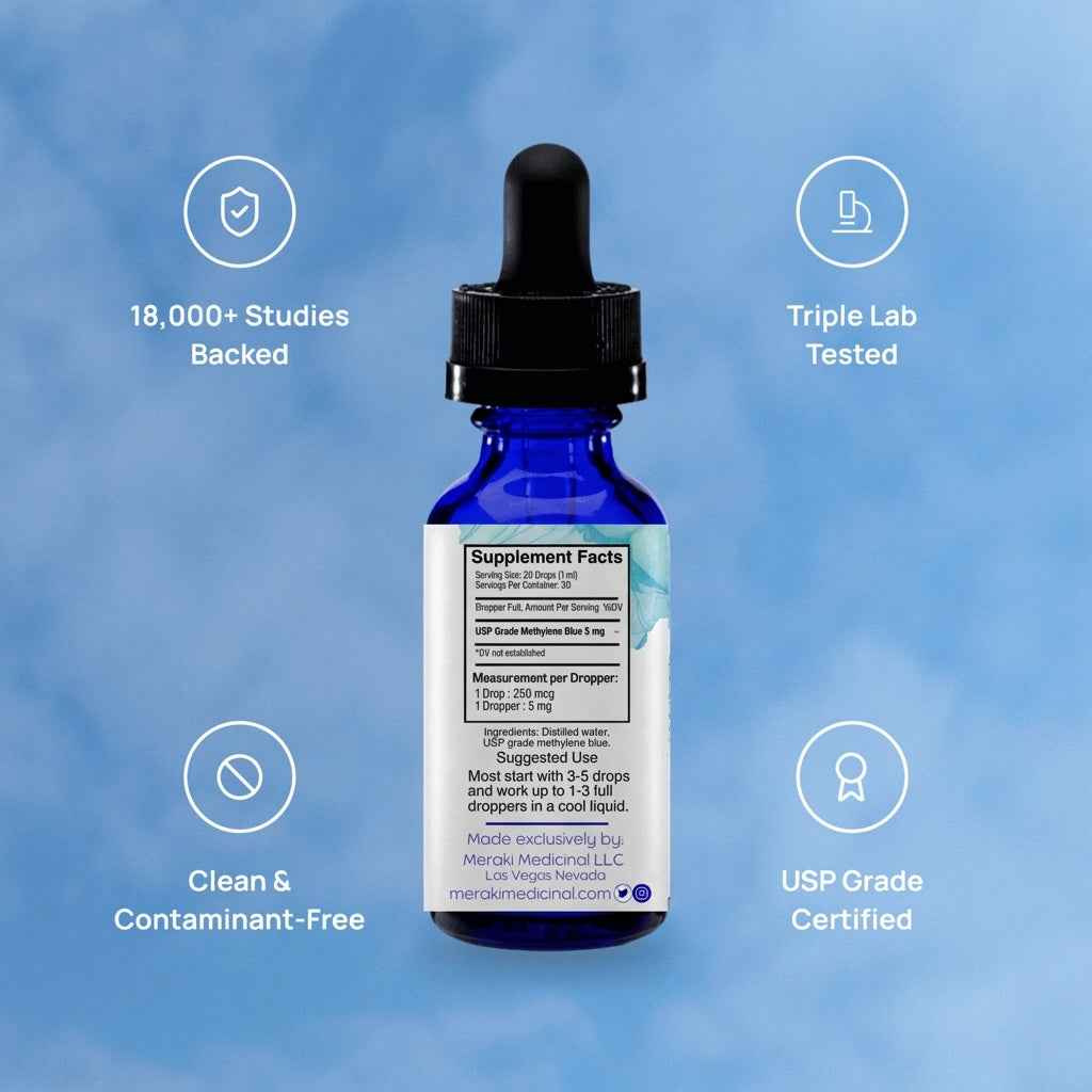 Meraki Blu Methylene Blue 150mg - USP Grade Antioxidant Support